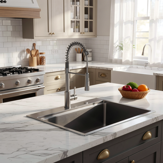 Sunvega 32x22 Inch Gunmetal Black Stainless Steel Kitchen Sink with Faucet and Accessories