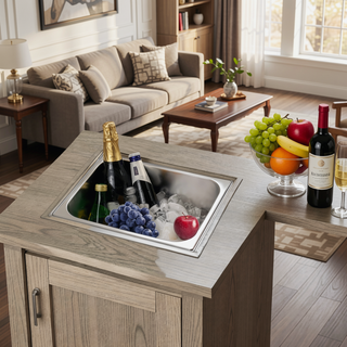 Sunvega CSA-Certified 3-in-1 Coffee Table with Ice Bucket and Fire Pit