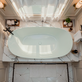 Sunvega Freestanding Soaking Bathtub with Overflow Drain Made of Stone Resin