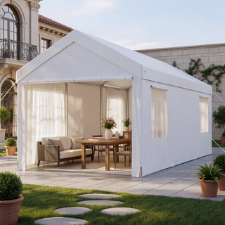 Sunvega 10x20 Portable Garage with 2 Roll-up Doors & 4 Ventilated Windows for Car Truck Boat