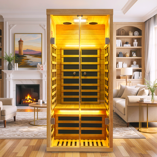 Sunvega Low EMF Far-Infrared Home Sauna with Bluetooth Speakers and Colorful Lights