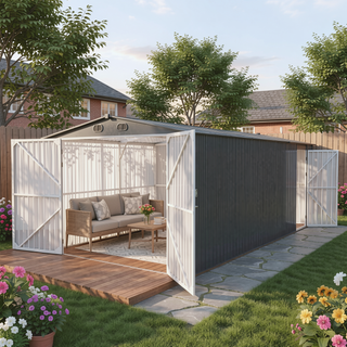 Sunvega 10x20 FT Heavy Duty Anti UV Galvanized Steel Garage Storage Shed