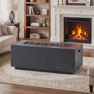 Sunvega Modern 40" 40,000 BTU Rectangular Lightweight Concrete Propane Fire Pit