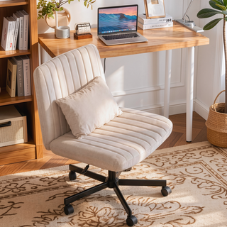Sunvega Adjustable Ergonomic Armless Office Chair with Plush Linen Upholstery