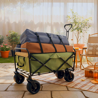 Sunvega Collapsible Foldable Wagon Cart with Strapping System and 3-Pcs Plastic Liner