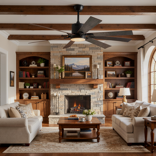 Sunvega 60 inch Modern Wood Ceiling Fan with Light and Remote Control, 6-Speed Noiseless Reversible DC Motor
