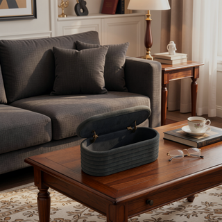 Sunvega Light Grey Upholstered Fabric Storage Ottoman Bench with Safety Hinge