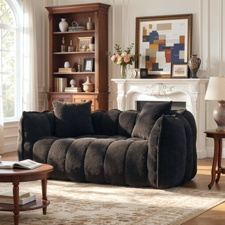 Sunvega Super Soft Chenille Bean Bag Chair with Armrests for Living Room