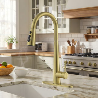 Sunvega Single Handle Stainless Steel Kitchen Sink Faucet with Pull Down Sprayer