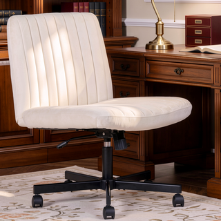 Sunvega Adjustable Ergonomic Armless Office Chair with Plush Linen Upholstery