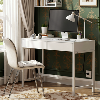 Sunvega 40-inch Modern Charging Station Desk with 2 Outlets & 2 USB Ports