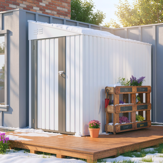 Sunvega 4x7 Foot Lean-To Shed in Olive Grey with Galvanized Steel and Lockable Double Door