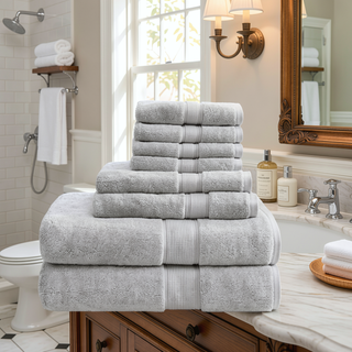 Sunvega 8-Piece Premium Cotton Towel Set with Antimicrobial Treatment for Health and Wellness