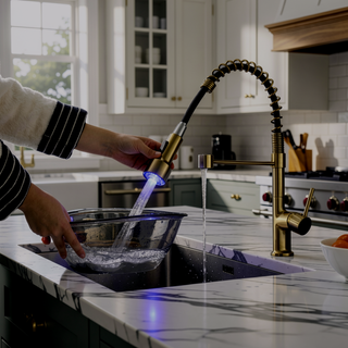 Sunvega Gold Single Handle Pull Down Sprayer Kitchen Sink Faucet