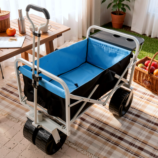 Sunvega Extra Long Folding Wagon Cart with Large Capacity and All-Terrain Wheels