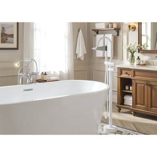 Sunvega Freestanding Floor Mount Bathtub Faucet with High Flow Gooseneck Spout