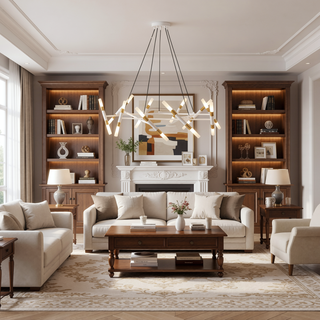 Sunvega Gold Modern Chandelier Light Fixture with Frosted Tubes and Adjustable Height