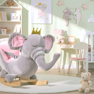 Sunvega Cute Elephant Rocking Chair Toy with Sound Effects and Safety Belt