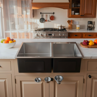 Sunvega 32x19 Inch Overmount Single Bowl Kitchen Sink in Brushed Nickel