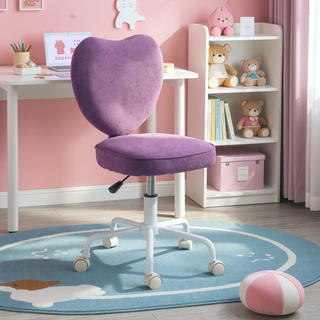 Sunvega Purple Heart Shaped Office Chair with Adjustable Height and Swivel Castors