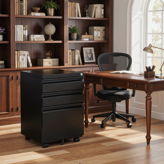 Sunvega 3-Drawer Mobile Metal Filing Cabinet with Lock for Legal Letter Size