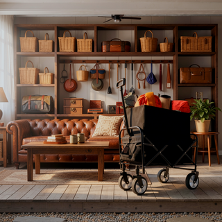 Sunvega Foldable Collapsible Wagon Cart with Extention Dual-Layer Design All-Terrain Wheels