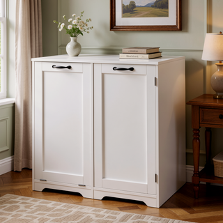 Sunvega Laundry Cabinet with 2 Removable Liner Bags for Easy Sorting and Storage