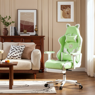 Sunvega Kawaii Cat Ergonomic Gaming Chair with Paw Lumbar Cushion for Girls