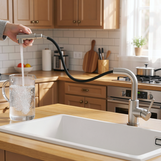 Sunvega Single Handle Kitchen Sink Faucet with Pull Out Sprayer and Deck Plate