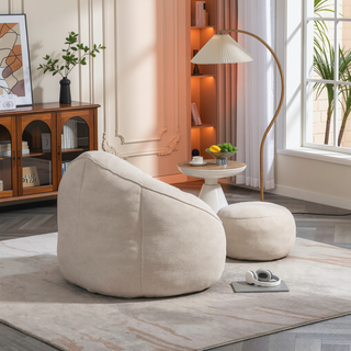 Sunvega High Pressure Foam Bean Bag Sofa Chair with Padded Footrest for Living Room