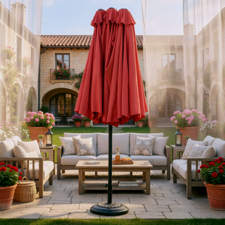 Sunvega 15-Foot Rectangular Outdoor Umbrella with Crank for Patio and Garden