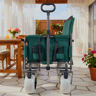 Sunvega 3-in-1 Heavy-Duty Folding Wagon Cart with Bench Seat and Storage