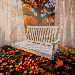 Sunvega Fir Wood Porch Swing with Armrests and Hanging Chains for Outdoor
