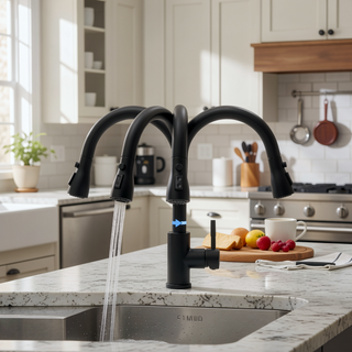 Sunvega Single Handle Kitchen Sink Faucet with Pull Out Sprayer and Deck Plate