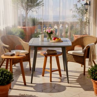 Sunvega Gray Acacia Wood Outdoor Square Table with Toothpick Leg Design