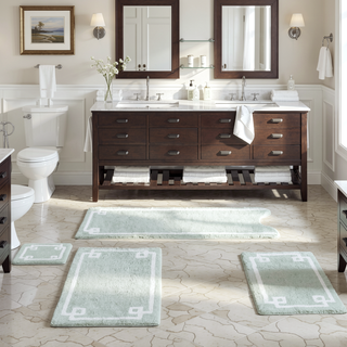 Sunvega Plush Cotton Tufted Bath Rug with Non-Skid Backing and Hotel Design