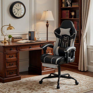 Sunvega Ergonomic Gaming Chair with Massage Lumbar Backrest and Retractable Footrest