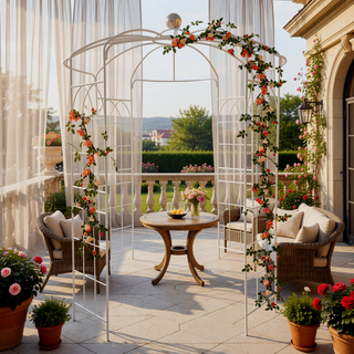 Sunvega Black Birdcage Shape Metal Garden Arch Arbor Gazebo for Wedding Ceremony