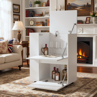 Sunvega Logan Bar Cart with Dual Cabinets and Open Shelves for Easy Access