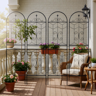 Sunvega 4 Pack 86.7" x 19.7" Metal Trellis for Climbing Plants Outdoor Rustproof