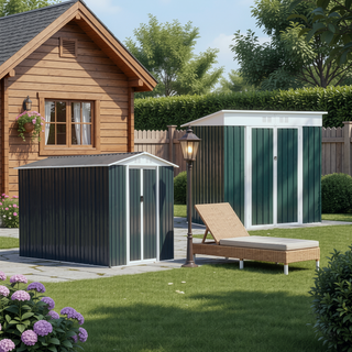 Sunvega Pent Roof Outdoor Storage Shed with Aluminum Alloy Frame and Sliding Door