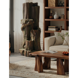 Sunvega Decorative Brown Water Fountain with Otter Design Light and Pump