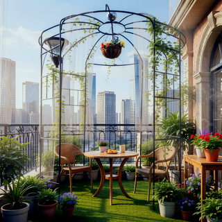 Sunvega Black Birdcage Shape Metal Garden Arch Arbor Gazebo for Wedding Ceremony