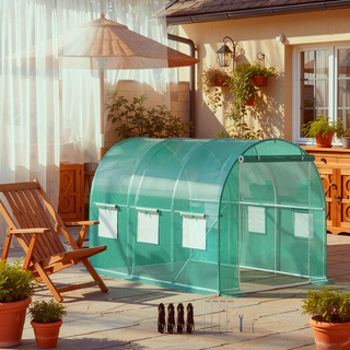 Sunvega 9.8 x 6.6 x 6.6 ft Walk-in Tunnel Greenhouse with 6 Roll-up Windows and Zippered Door