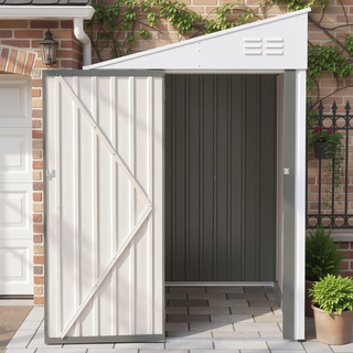 Sunvega 4x7 Foot Lean-To Shed in Olive Grey with Galvanized Steel and Lockable Double Door