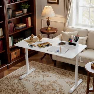 Sunvega Height Adjustable Hand Crank Sit Stand Home Office Desk for Study Room