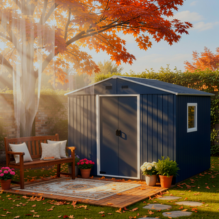 Sunvega 8ft x 4ft Outdoor Metal Storage Shed With Window and Metal Foundation