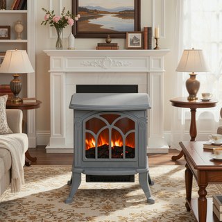Sunvega Freestanding Fireplace Mantel with Baroque Design and Storage Columns