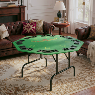 Sunvega Foldable 47 Inch Octagon Poker Table for 8 Players with Felt Surface and Cup Holders