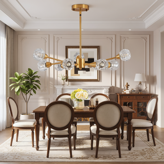 Sunvega Modern Crystal Chandelier with 9 Lights Golden Chrome Globe Design